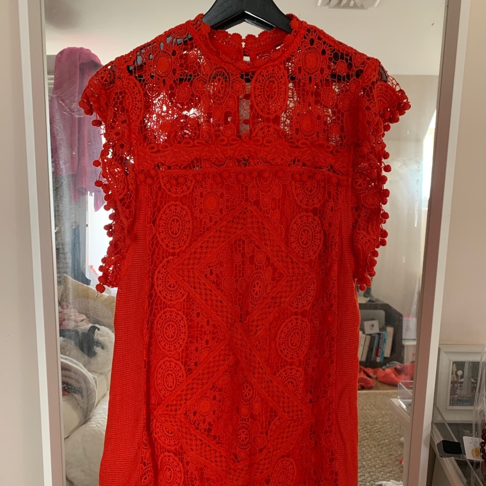 red tularosa crochet dress
